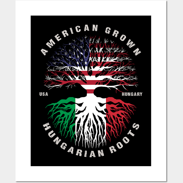 American Grown Hungarian Roots Hungary Flag Wall Art by heart teeshirt